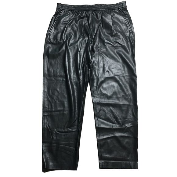 HUGO BOSS Womens Faux Leather Elastic Waist Motorcycle Ankle Pants Black US 10 - Picture 1 of 10